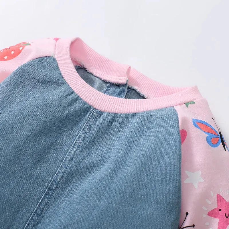 Customized Wholesale Kid Apparel Boutique Fashion Denim Cotton Baby Girl Dress