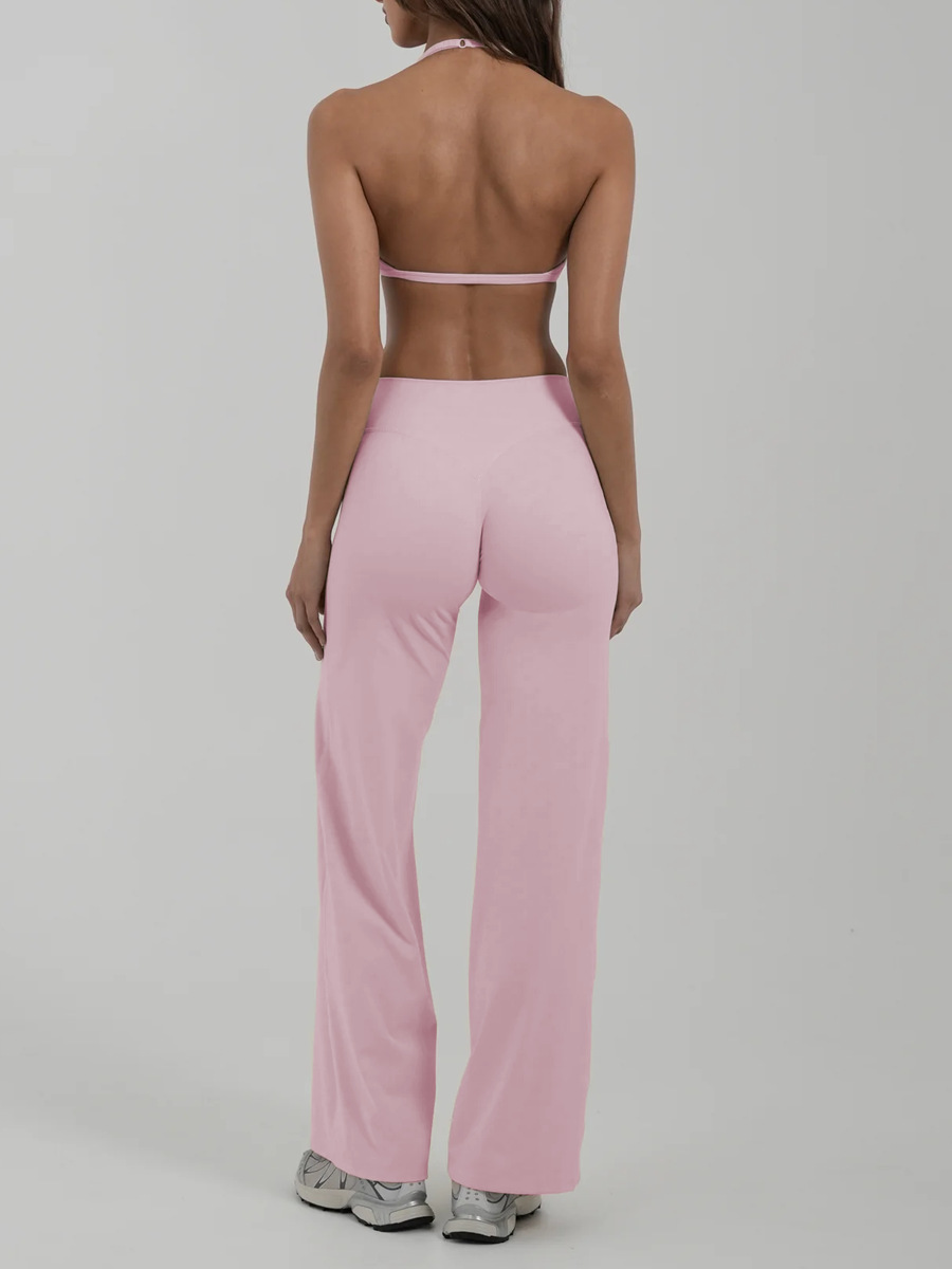 Loungewear Women Sets Custom logo Gym Wear Activewear Clothing Wholesale Two Piece Yoga Bra Top and Wide Leg Leggings Set