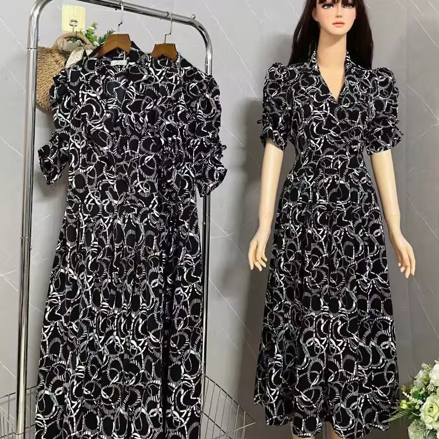 Muslim Fashion Women's Short-Sleeved Striped Loose and Breathable Women's African Plus-Size Dress