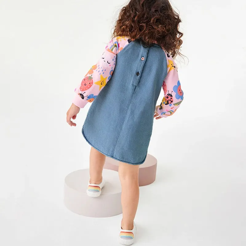 Customized Wholesale Kid Apparel Boutique Fashion Denim Cotton Baby Girl Dress