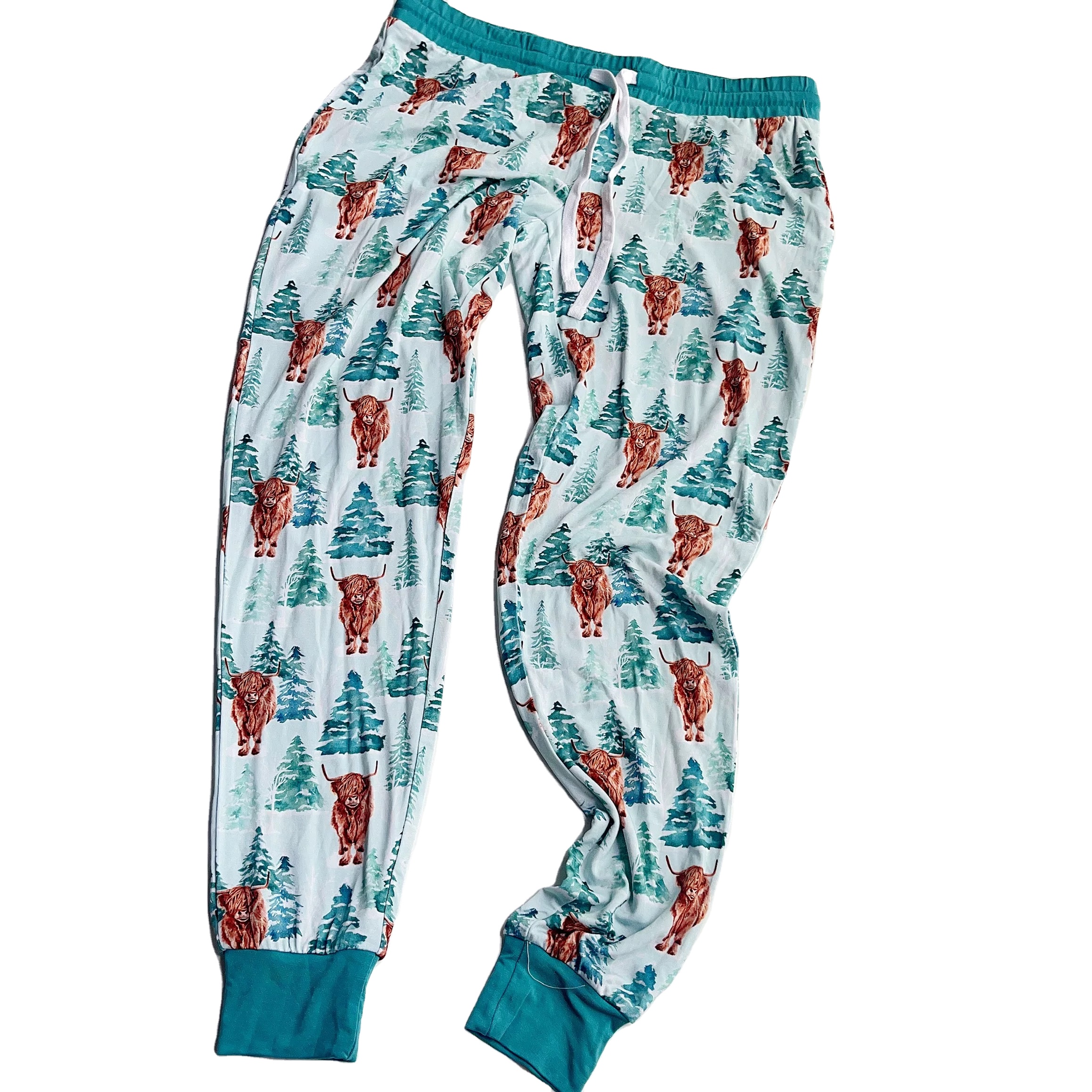 New Arrival Wholesale High Waist Women Leggings Custom Print Bamboo Adult Joggers Workout Cargo Joggers Pajamas for Women