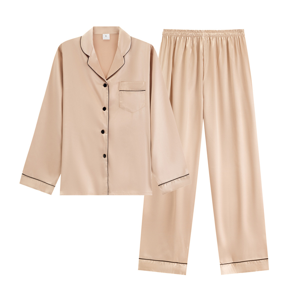 Wholesale Women's Pajamas Sets 2pcs Woman Pajama Long Sleeve Trousers Set Home Wear Satin Women's Sleepwear