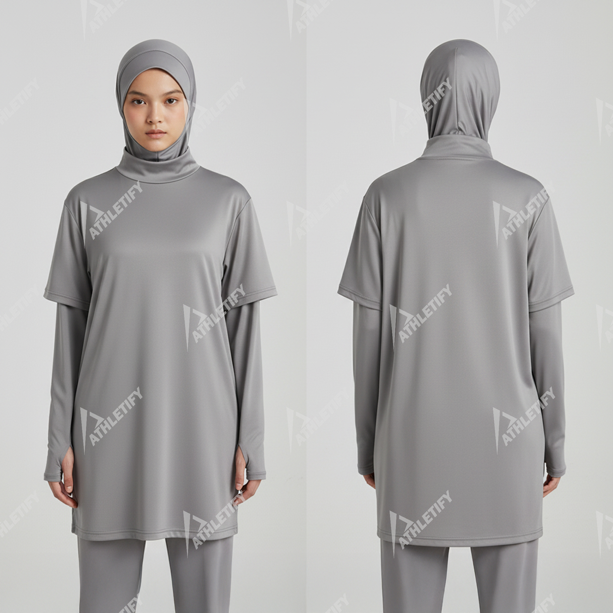 Fashionable Modest Muslim Womens Eco-Friendly UPF50+ 100% Polyester Sports Shirt Comfortable Activewear for Running Gym