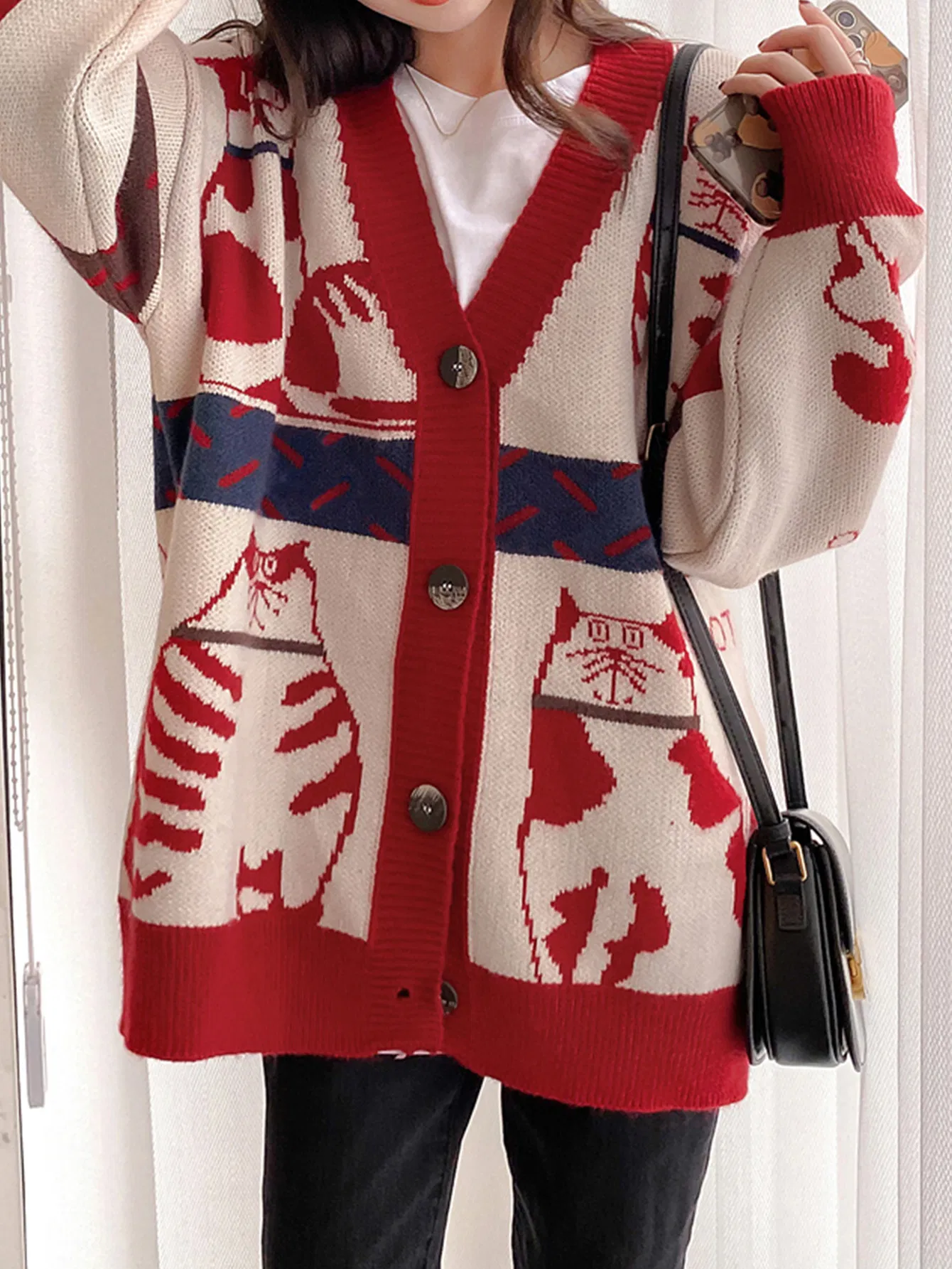 Fashion-Forward Knitted Sweater Cozy Knit Sweater for Women