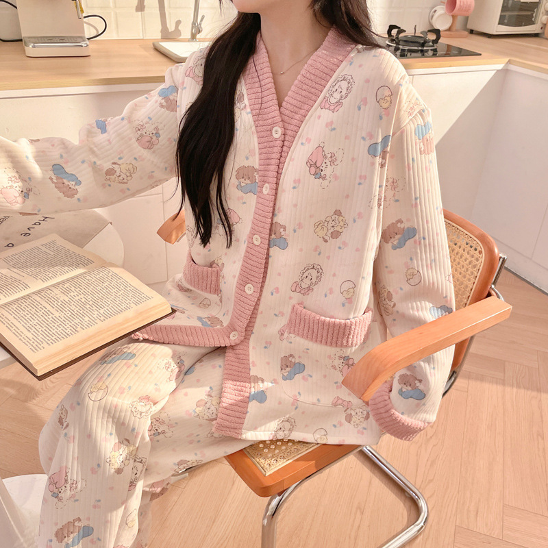 Wholesale High Quality Autumn Winter Air Cotton Postpartum Maternity Pajamas Comfortable Loose Thick Breastfeeding Home Wear