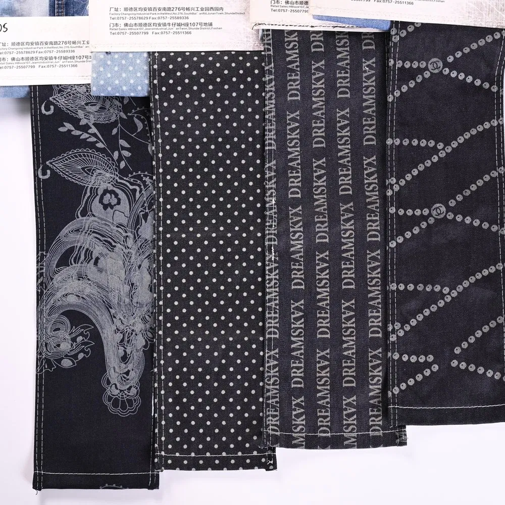 China Made Laser Laser-Cut Patterned Denim Fabric for Eye-Catching Streetwear Apparel