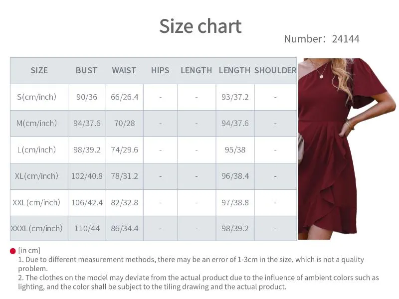 2025 Fashion Summer Solid Color Slash Neck One Shoulder Short Sleeve Dress