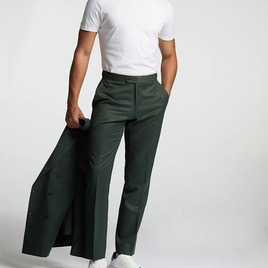 Men's Custom Tailored Double-Breasted Suit - Olive Green Slim Fit, Formal Business Attire, and Elegant Design