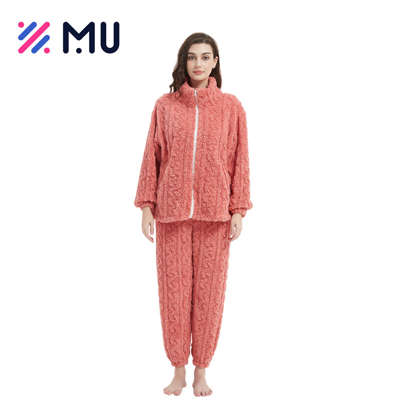 Winter Lounge Soft Ladies Sleepwear Custom Jacquard Women Pajamas Sets