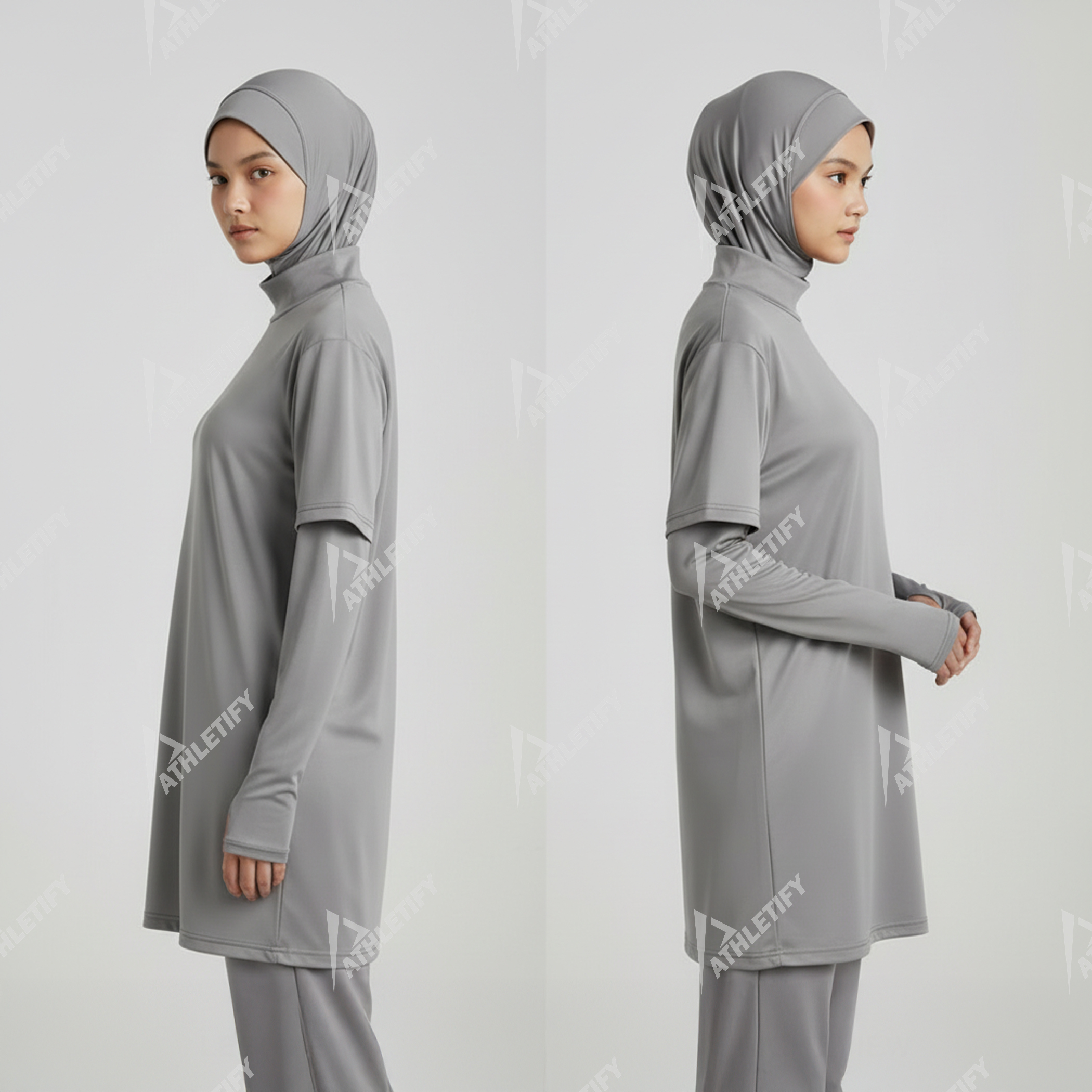 Fashionable Modest Muslim Womens Eco-Friendly UPF50+ 100% Polyester Sports Shirt Comfortable Activewear for Running Gym