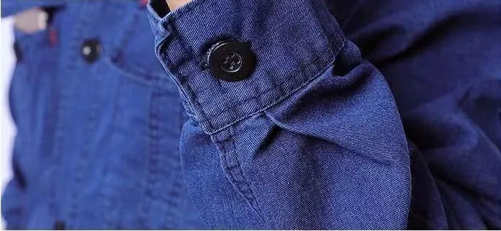 Custom Apparel Men's Long-Sleeved Wear-Resistant Breathable Denim Work Uniform