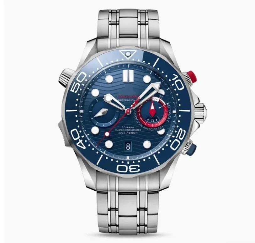 Men Professional Sport Wristwatch Sea Speed Master Full Dial Working Quartz Stopwatch Stainless Steel Watchhighlights