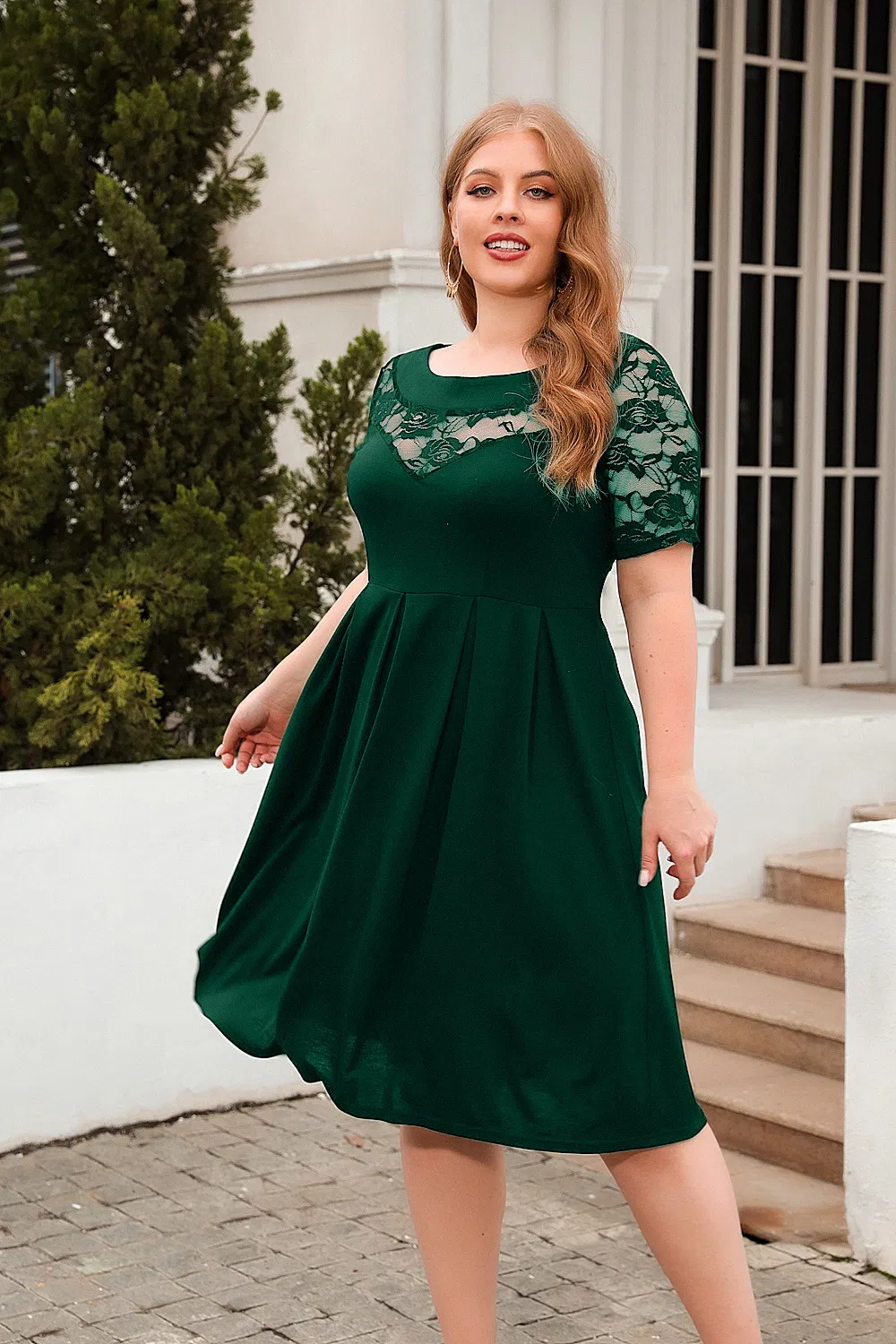 2023 New Fashion Women Knitting Dress with Lace Ladies Dress for Evening Party