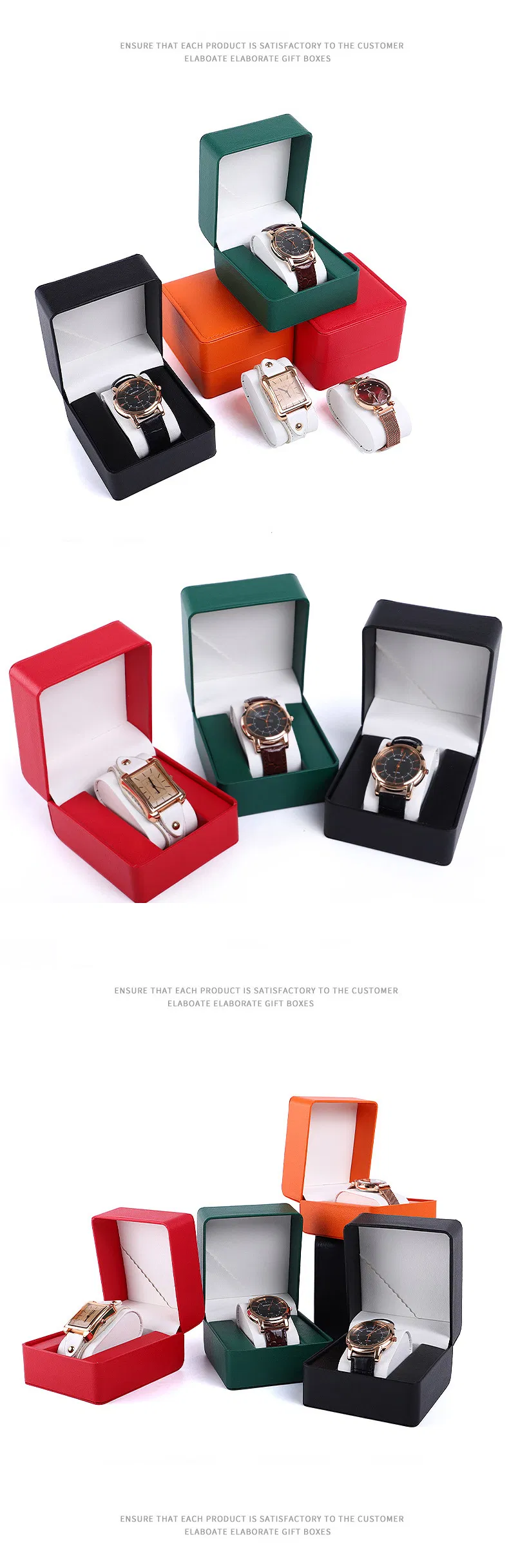 Wholesale High-End Flip Fashion PU Leather Velvet Jewelry Storage Watch Packaging Collection Packing Watch Boxes