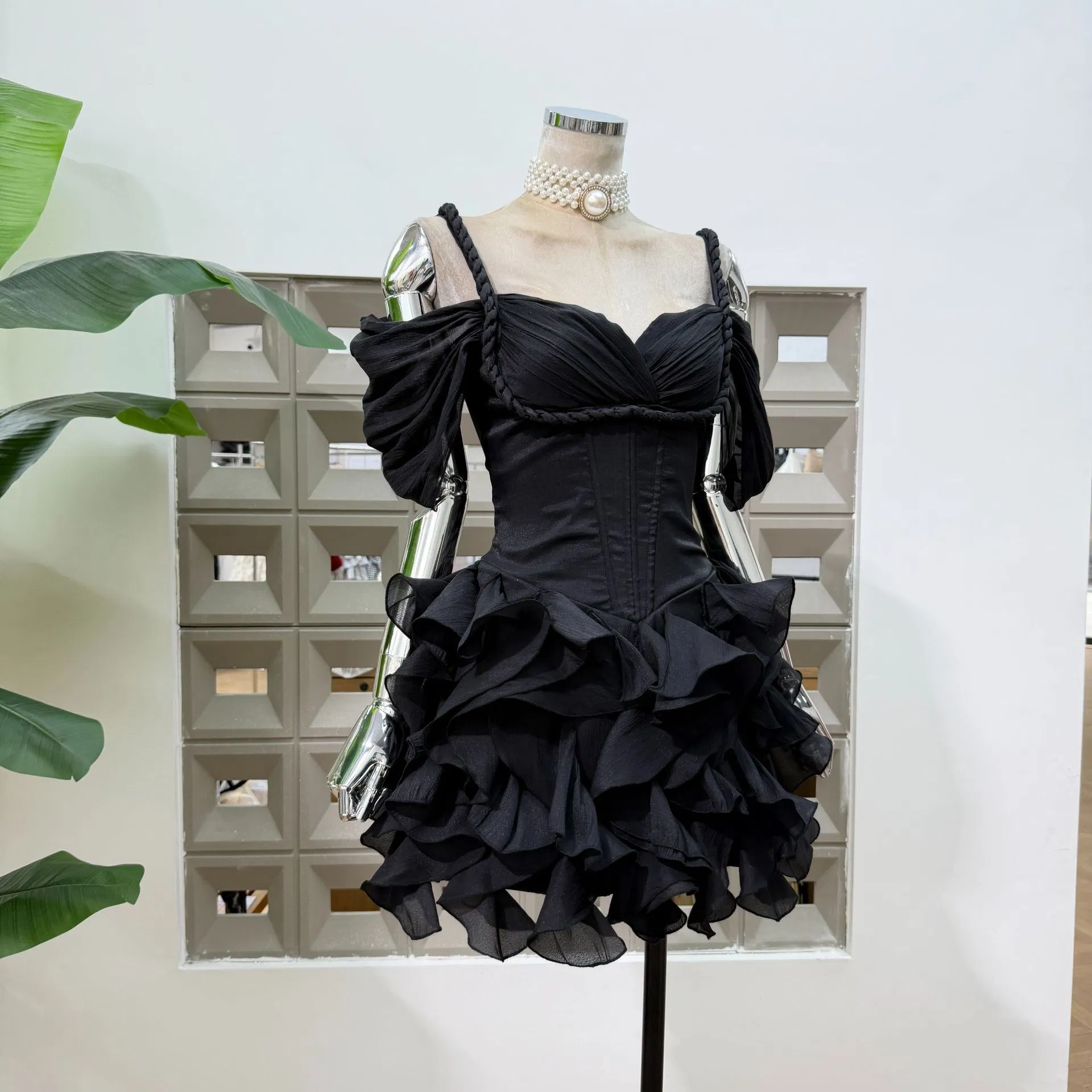 Women's Summer New Style Ruffled Suspender Fishbone Strapless Dress Fashion Dress