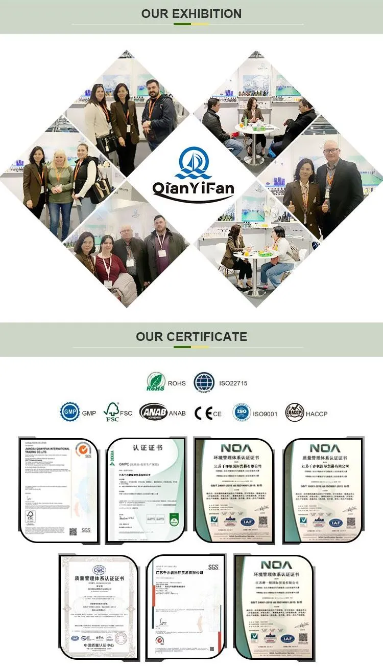 Hotel supplies certificates and details