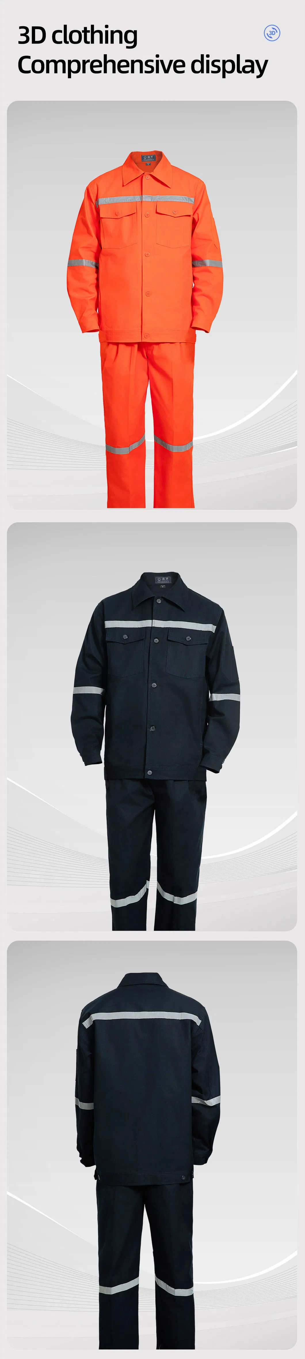 Custom Logo Size Work Uniforms with Reflective Safety Workwear Jackets and Trousers Pants Work Clothes Set