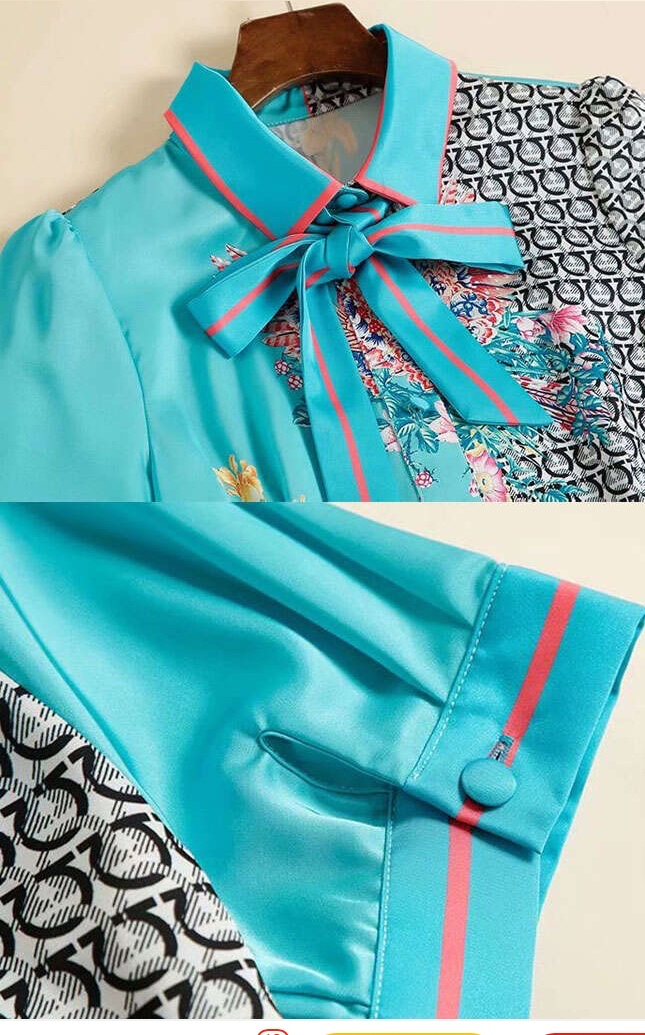 2020 New Fashion Temperament Lapel Short Sleeve Printed Women's Dress