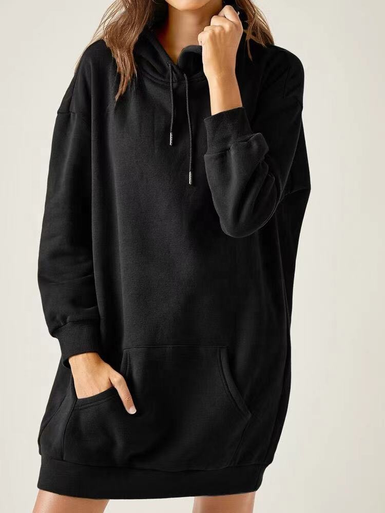 New Fashion Women's Custom Cotton Multi-color Long Sleeve Hoodies Dress in Plain Lady Casual Wear for Women