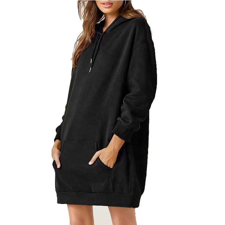 New Fashion Women's Custom Cotton Multi-color Long Sleeve Hoodies Dress in Plain Lady Casual Wear for Women