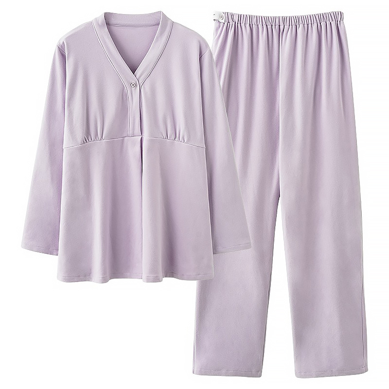 Wholesale Maternity Clothing, Long Sleeved Pajamas, Breastfeeding Solid Color, Adjustable Waistband, Wearable Outdoor Home Suit