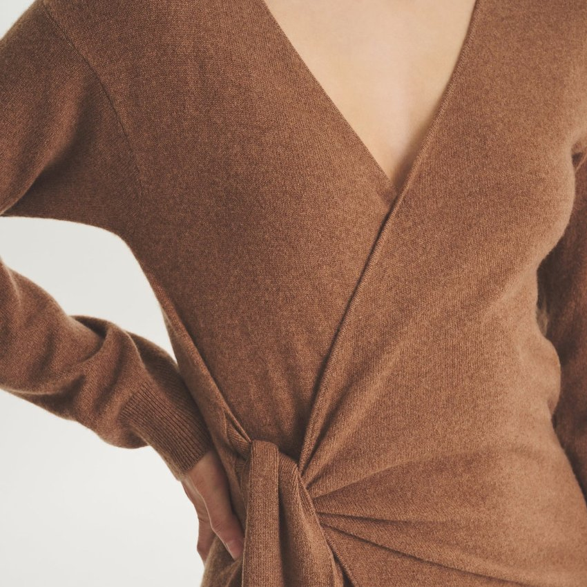 100% Cashmere Knitted Ladies Fashion Ballet Wrap MIDI Winter Sweater Dress
