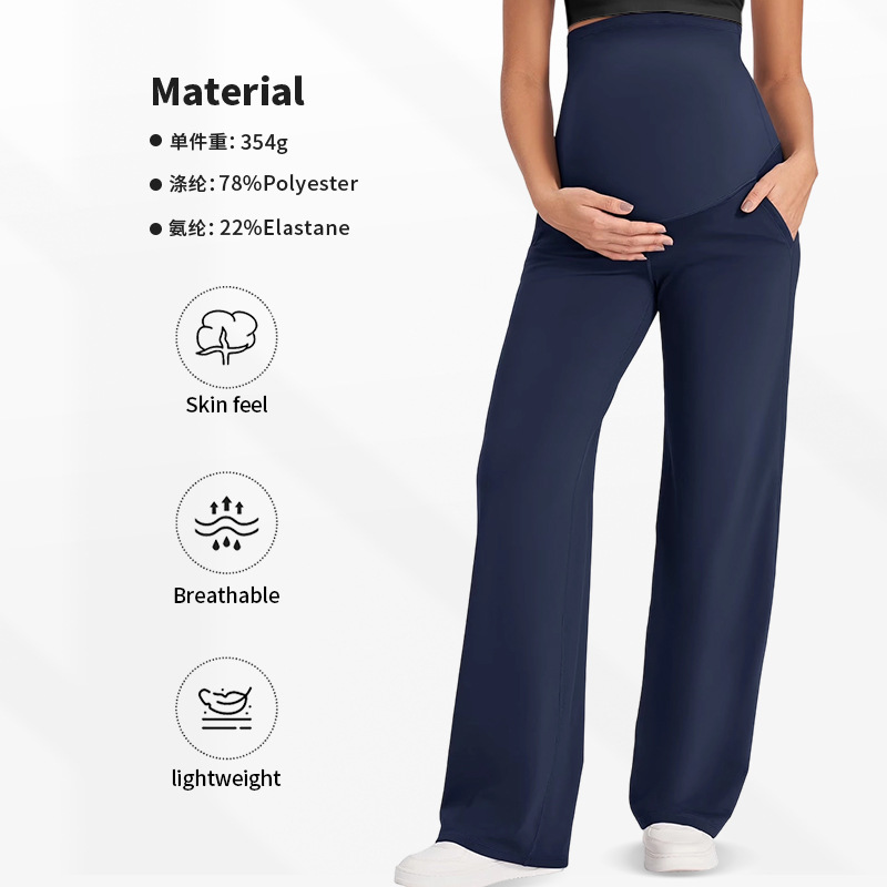 3040 Pregnant Women's Wide-leg High Waist Tummy Support Eco-Friendly Long Pants Casual Pregnant Maternity Yoga Wear