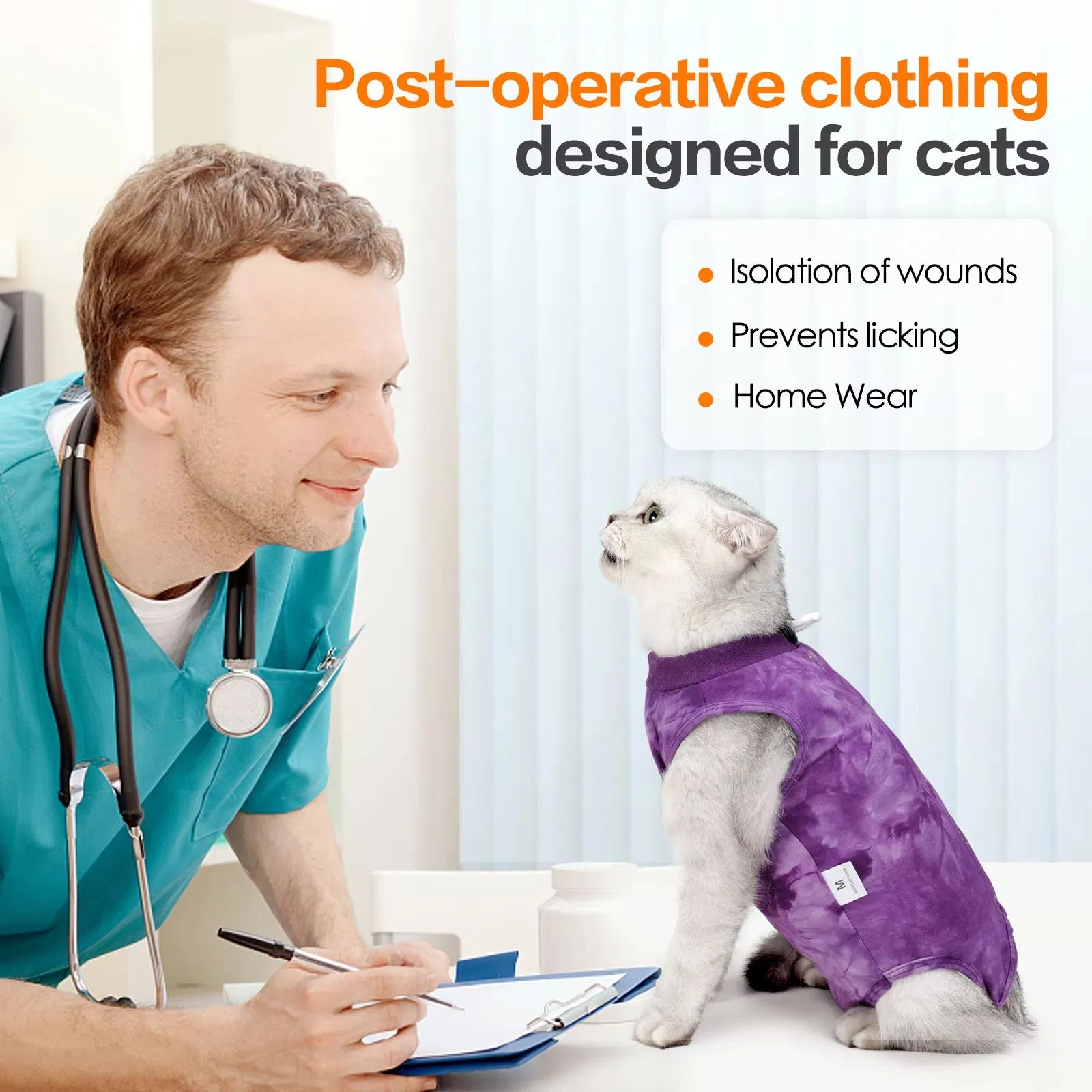 Soft Multi-Size Cat Clothing with Surgery Protection Pet Recovery Suit Cat Clothes