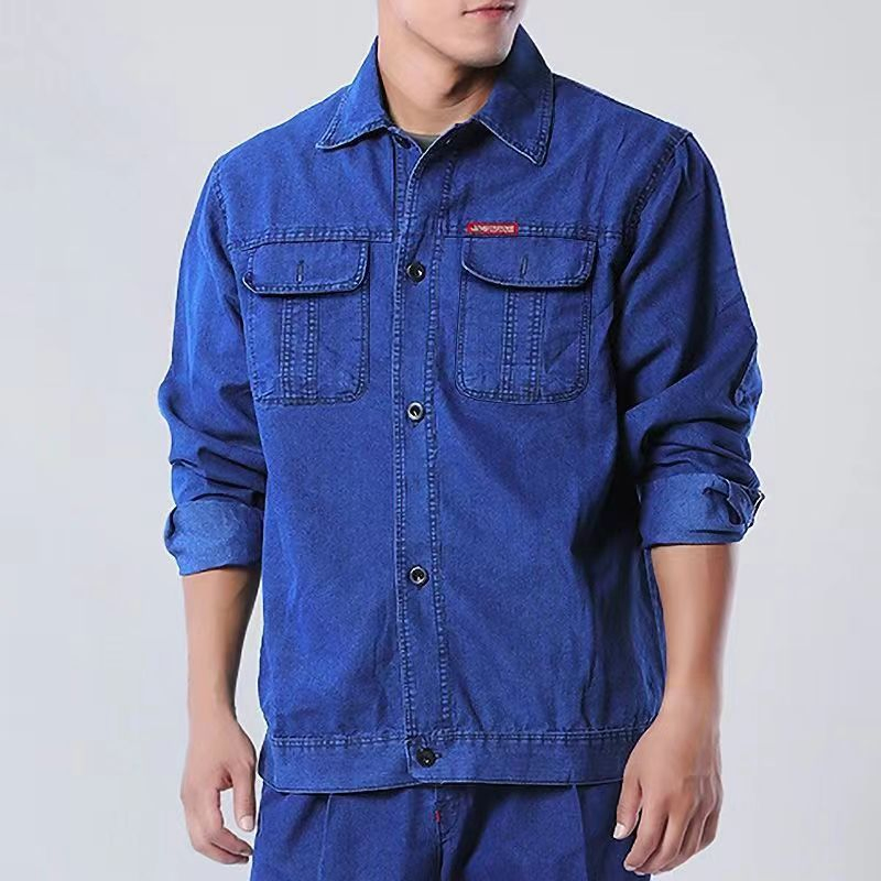 Custom Apparel Men's Long-Sleeved Wear-Resistant Breathable Denim Work Unifrom