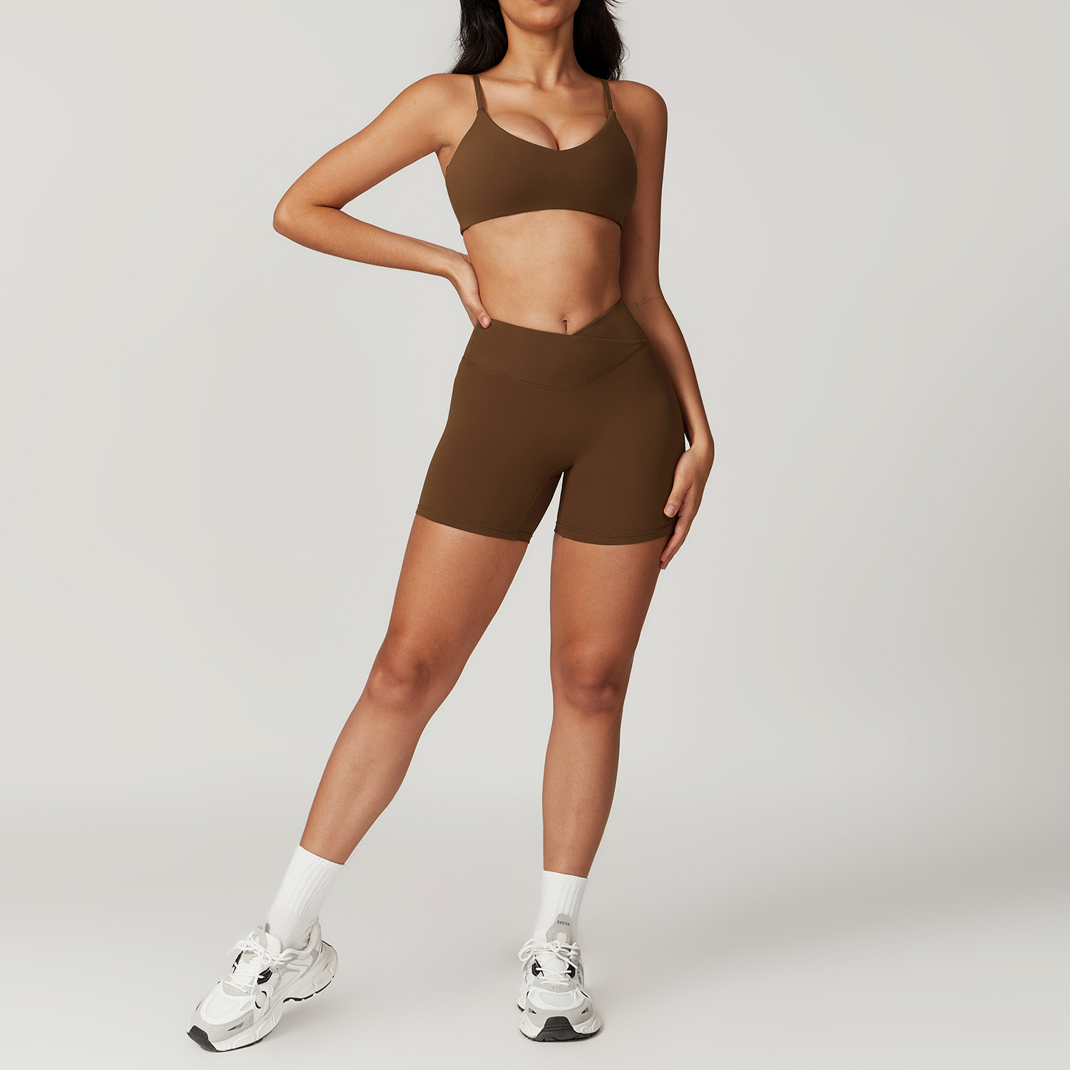 Eco-friendly Recycled Tight and Quick-drying Yoga Suit Outer Wear Running Sports Short Suit Beauty Back Fitness Clothing Female