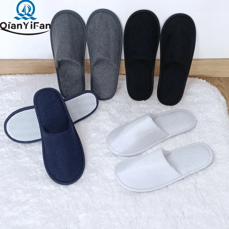 Hotel Environmentally Friendly EVA Sole Waffle Fabric Disposable Slippers Non-Slip Wear-Resistant Can Be Used for Hotel Travel Resort SPA.