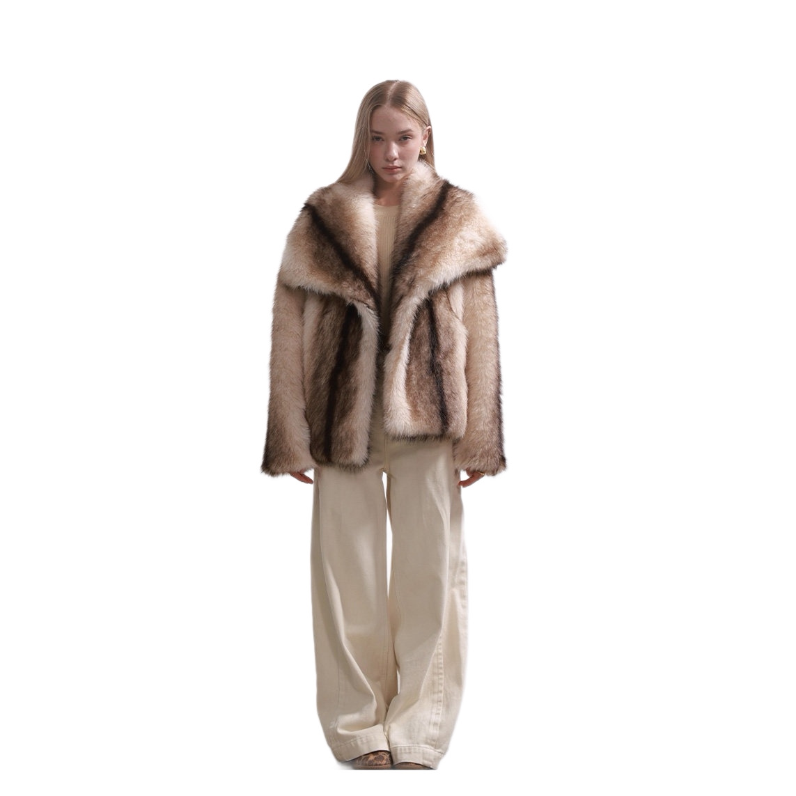 Cross-Border European American Style Short Faux Fox Fur Women's Eco-Friendly Fluffy Casual Coat Lapel Turn-down Collar Loose