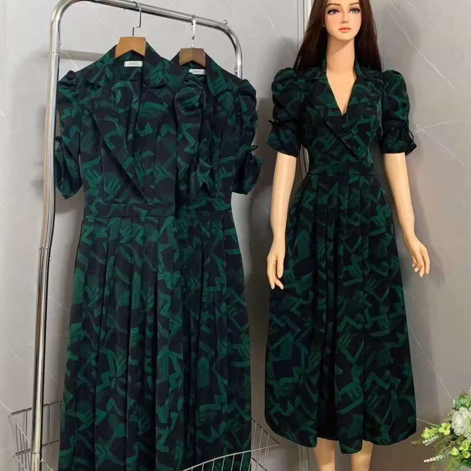 Muslim Fashion Women's Short-Sleeved Striped Loose and Breathable Women's African Plus-Size Dress