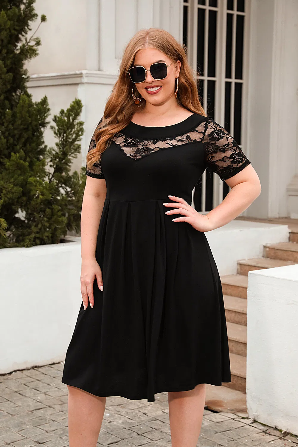 2023 New Fashion Women Knitting Dress with Lace Ladies Dress for Evening Party