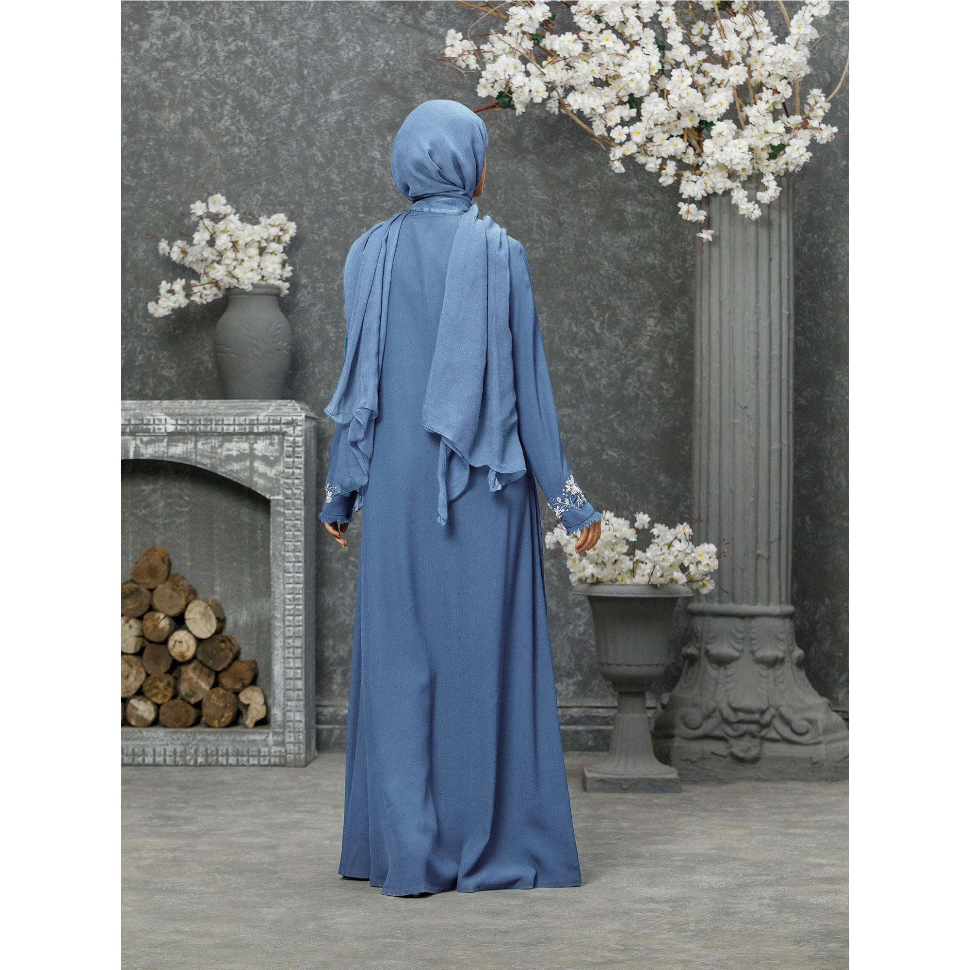 Wholesale Popular New Fashion Muslim Women's Long Sleeve Casual Knitting T-shirt Breathable Button Closure Pockets Embroidery
