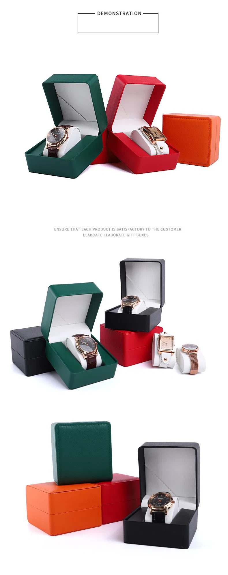 Wholesale High-End Flip Fashion PU Leather Velvet Jewelry Storage Watch Packaging Collection Packing Watch Boxes