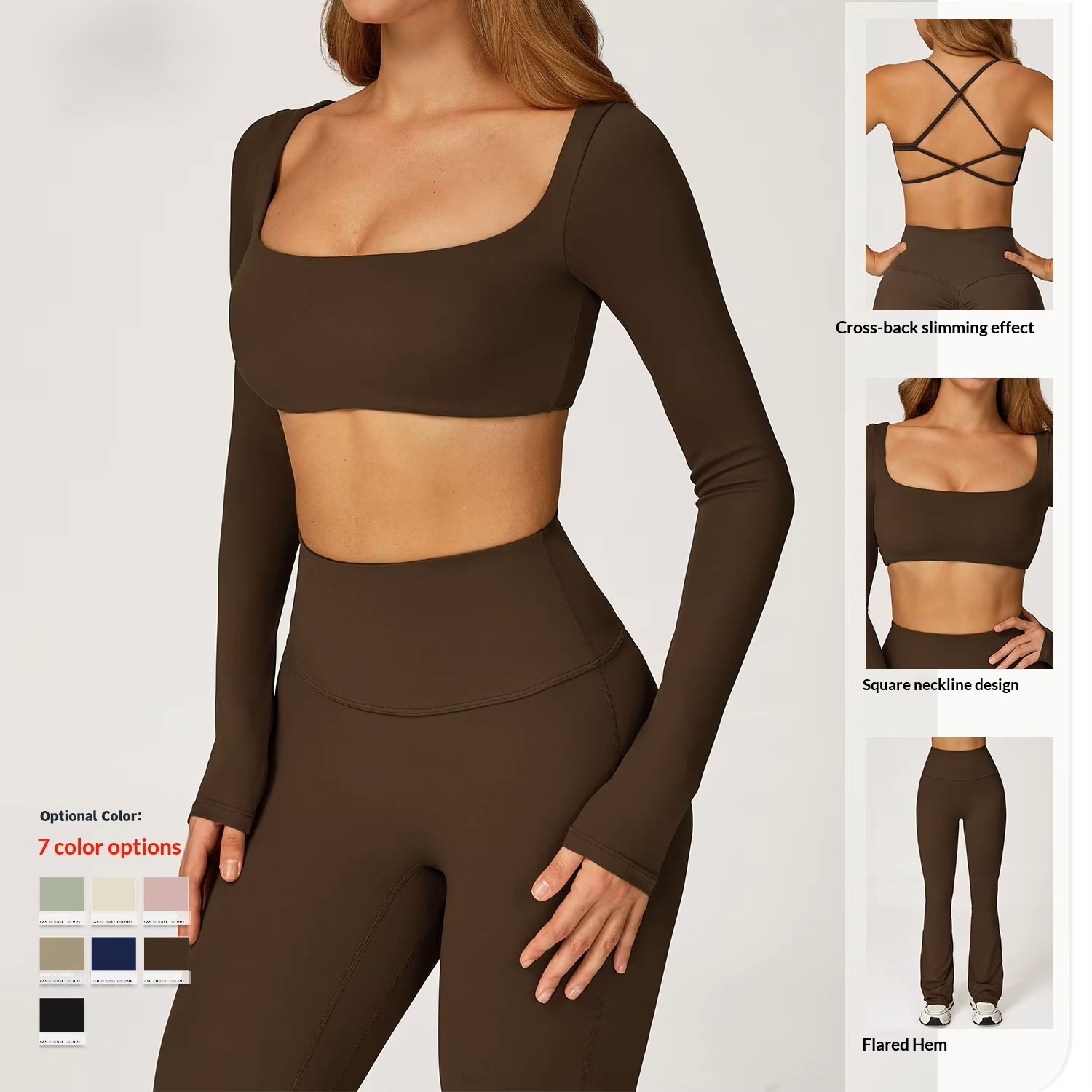 Autumn Solid for Shockproof Bare-Skin Yoga Outfit Set Quick-Dry Tight-Fitting Fitness Wear Casual Sports Suit Women's