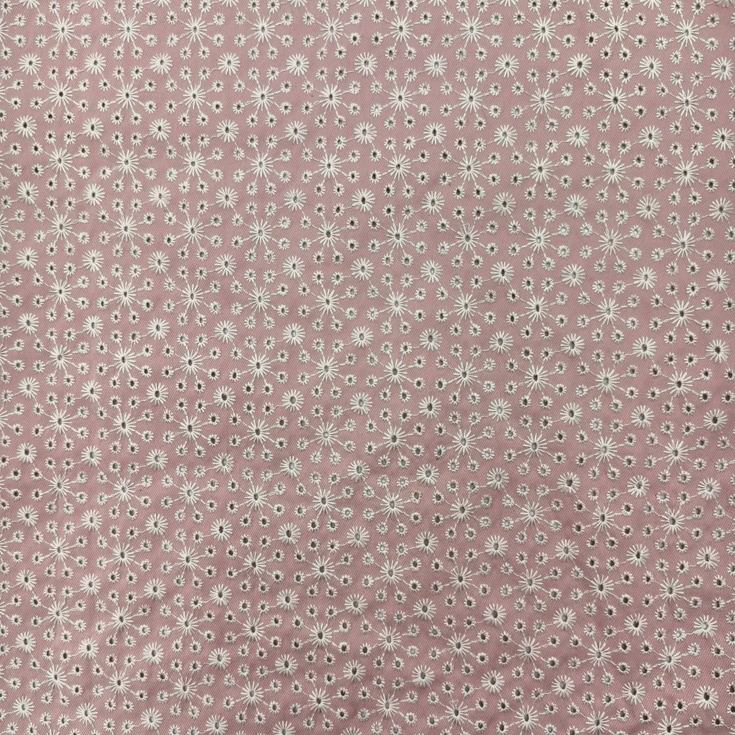 50%Cotton 50%Polyester Denim Tweed with Eyelet Embroidery Lace Perforated Fabric for Skirt Dress Apparel for Kids Girl Women Garment Fabric