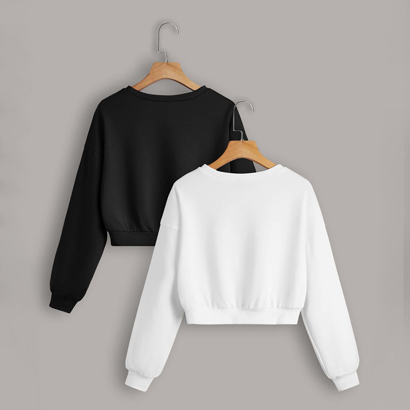 Spring and Autumn New Women's Casual Blouse Solid Color Basic Design Simple Long-Sleeved Sweatshirt