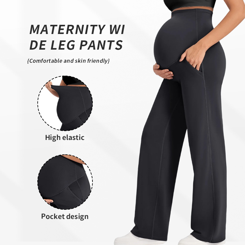 3040 Pregnant Women's Wide-leg High Waist Tummy Support Eco-Friendly Long Pants Casual Pregnant Maternity Yoga Wear
