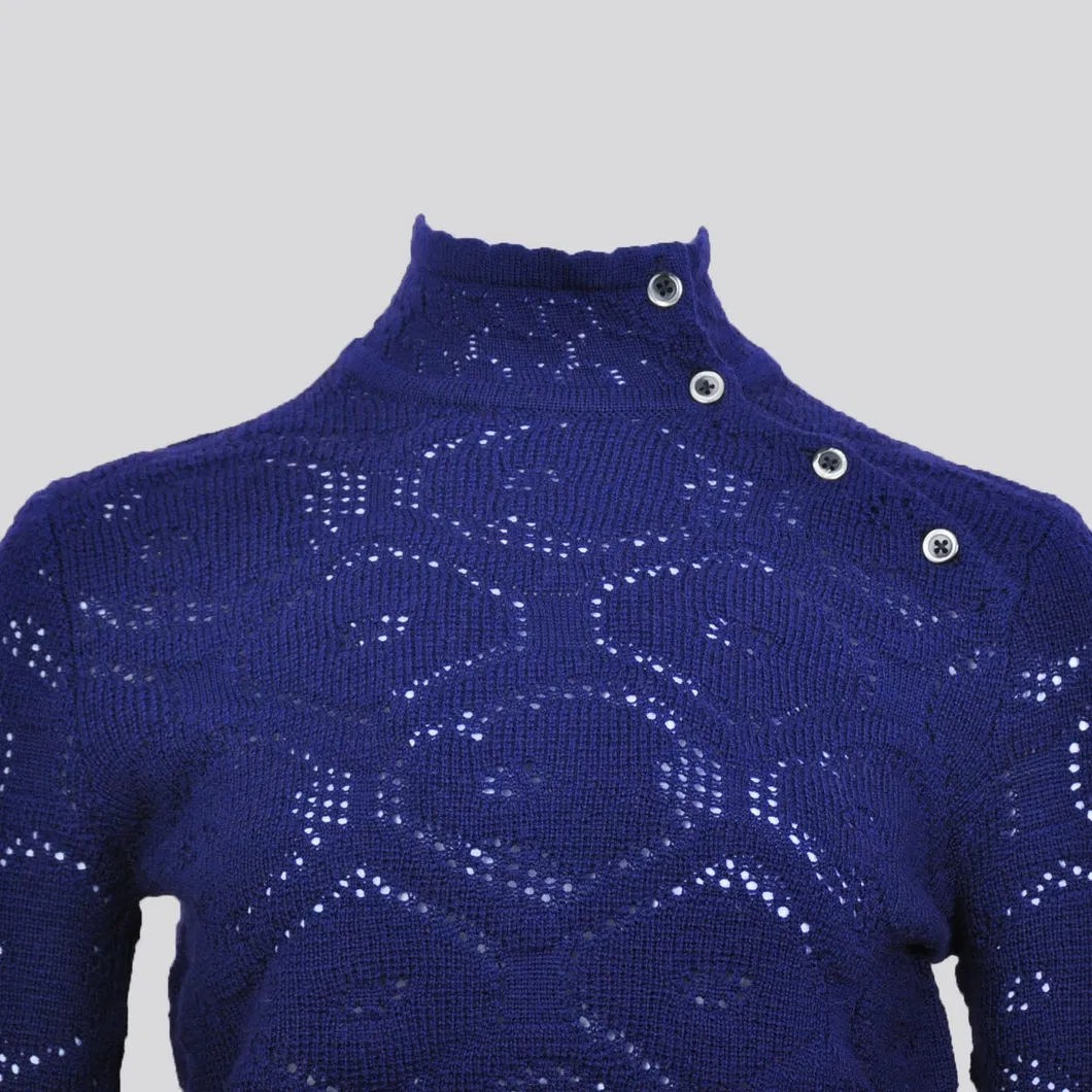 100% Wool Pointelle Pattern Women's Sweater Fashion Knitwear