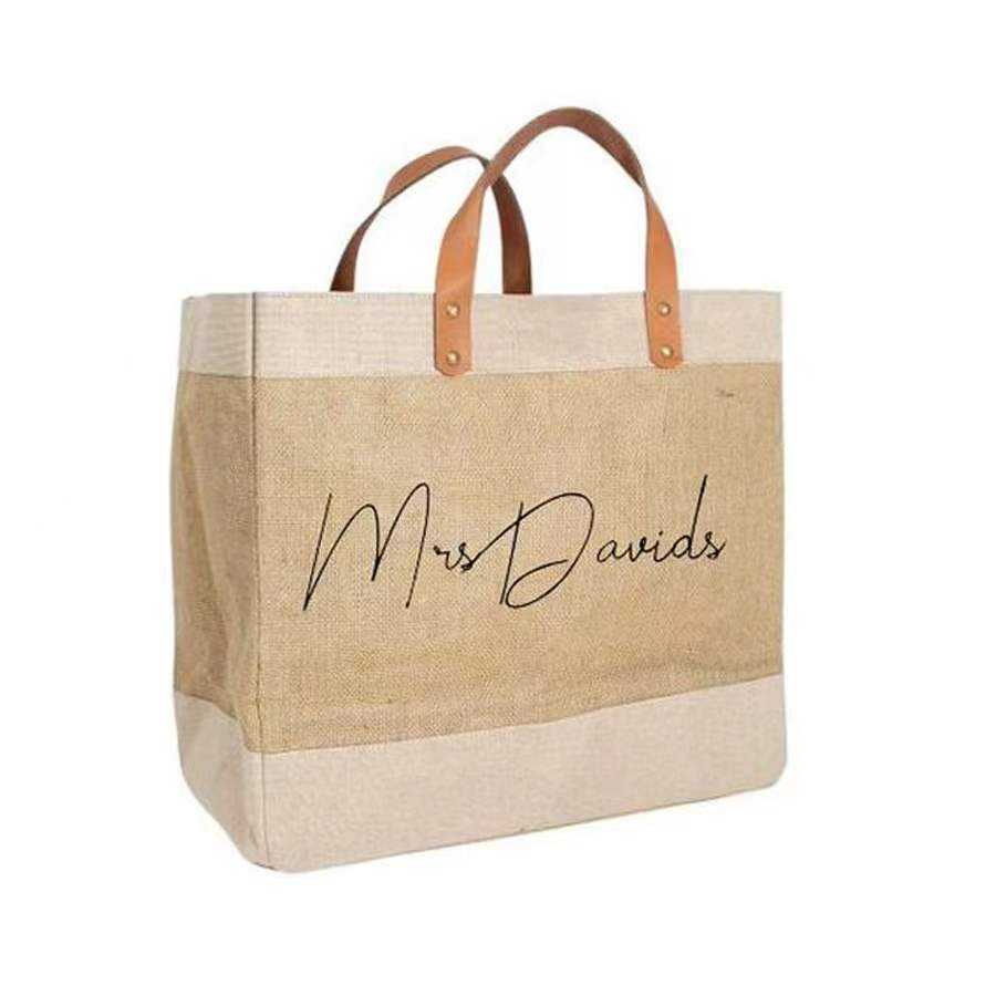 Eco-Friendly Custom Linen Tote Jute Bag Handmade Women's Zipper Closure Tote with Polyester Lining Competitive Price