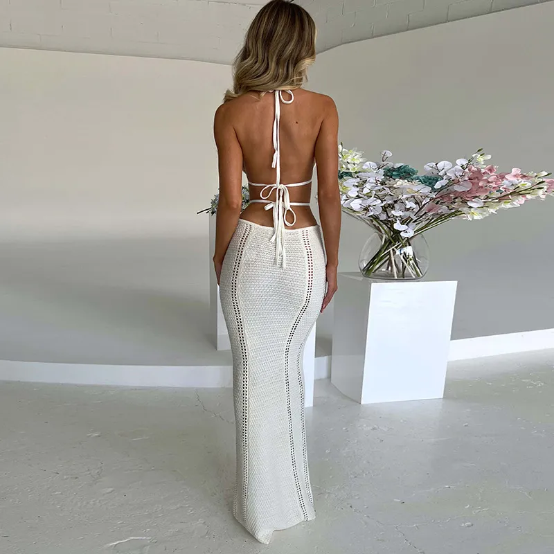 Summer Women′ S Slip Fashion Party Dress Sexy Sleeveless Hollow Splice Long Dress