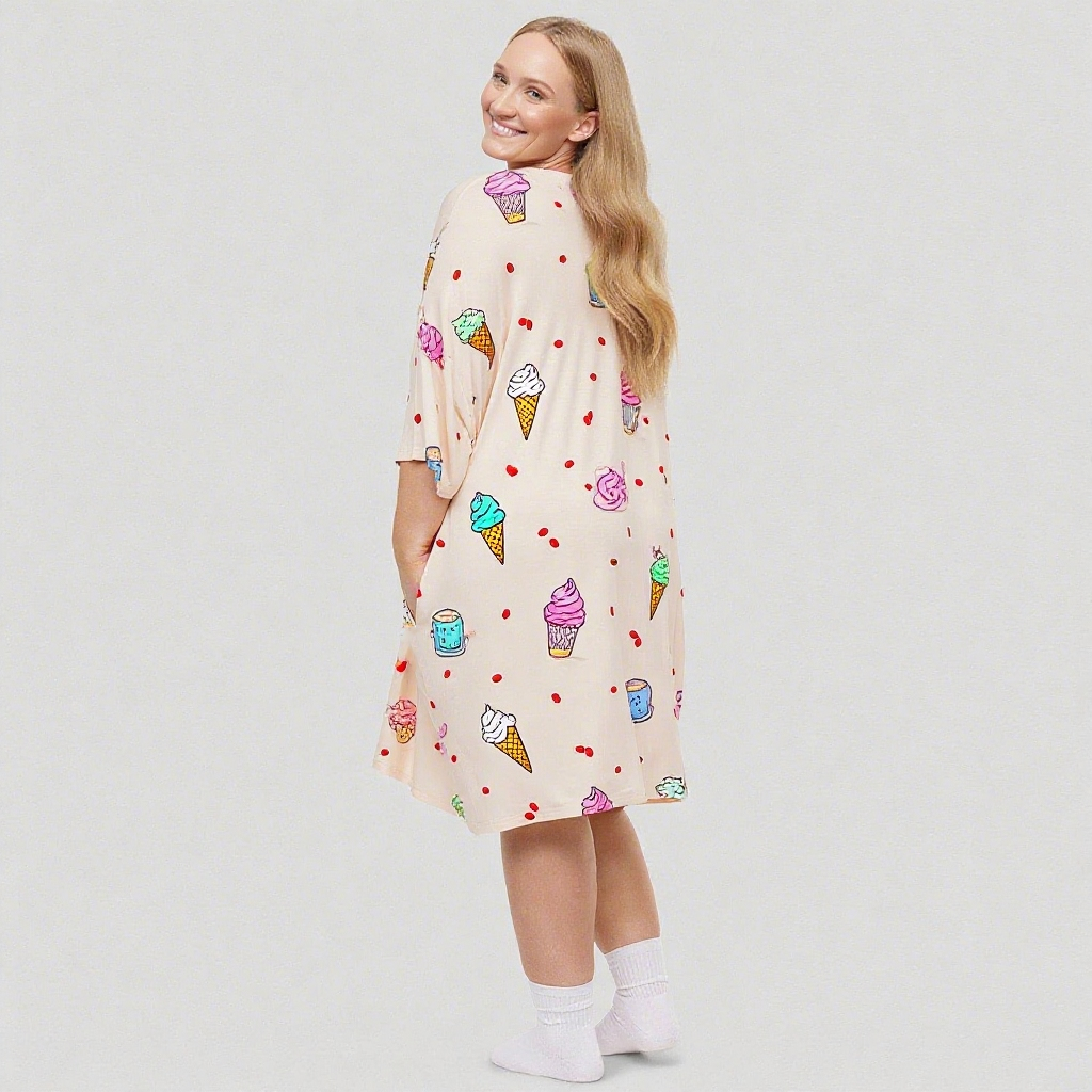 Sustainable Lyocell Women's Loungewear Set Premium Tencel Soft Sleepwear Custom Print Private Label Plus Size Nightdress