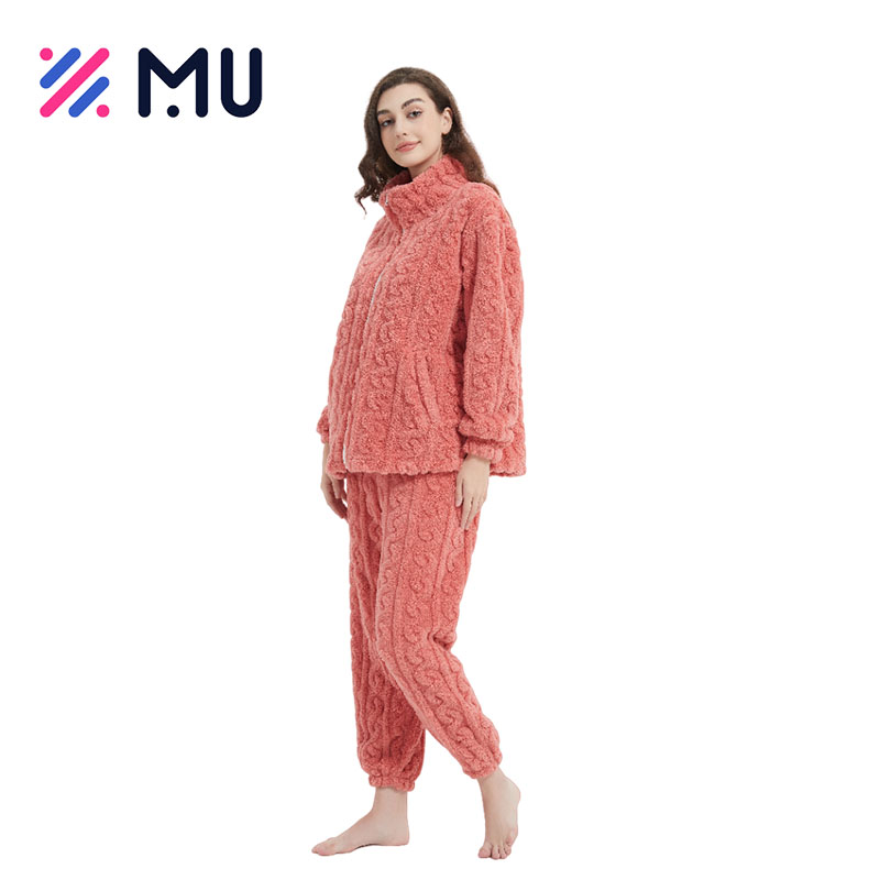 Winter Lounge Soft Ladies Sleepwear Custom Jacquard Women Pajamas Sets