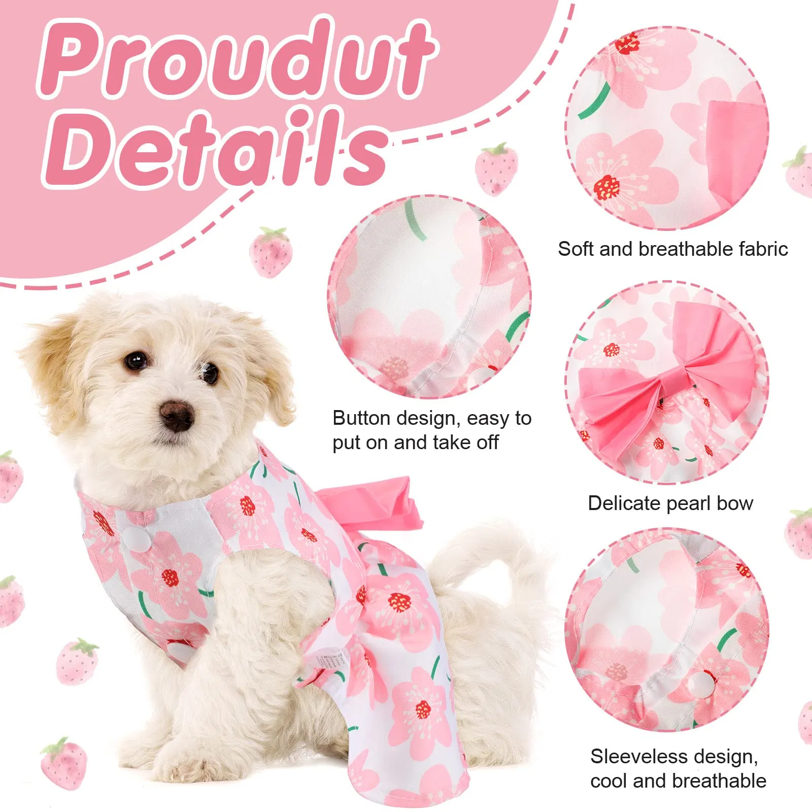 Cute Small Size Summer Clothing for Girl Dogs Pet Dog Cat Dress
