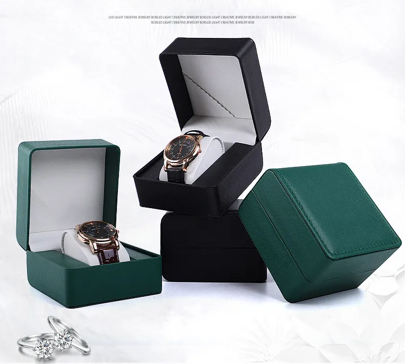 Wholesale High-End Flip Fashion PU Leather Velvet Jewelry Storage Watch Packaging Collection Packing Watch Boxes