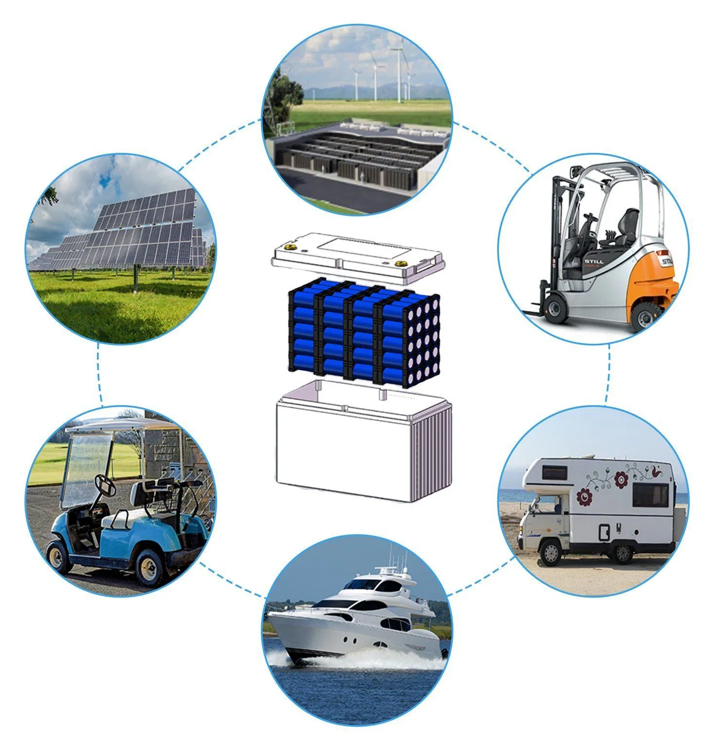 Batería de iones de litio recargable de ciclo profundo OEM de fábrica LiFePO4 Paquete de batería 12V 50ah 55ah para almacenamiento de RV/Solar, yates, carritos de golf con BMS