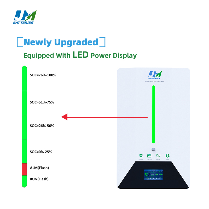 Fábrica de Celdas de Batería Jm 48V 51.2V 100ah 200ah 5kwh 10kwh Batería de Iones de Litio LiFePO4 para Sistema Híbrido Solar Doméstico