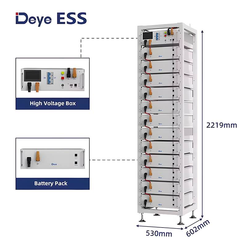 Batería de Litio de Alta Tensión Deye 51.2V 19-Inch Montada en Rack LiFePO4 Batería 5.12kwh para Sistema de Batería Solar Híbrido